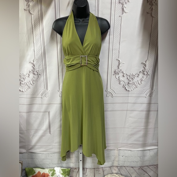 Lette Vintage Y2K Halter Asymmetrical Hem Green Size Large Dress - Picture 1 of 6
